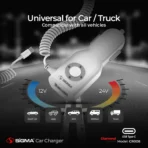Sigma Diamond Series Car Charger with Built-in Type - C cable - CR008 - Image 3